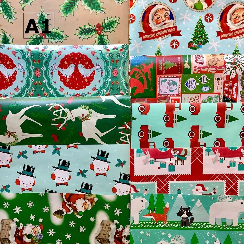 Vintage Retro Christmas Gift Wrap Paper Lot, Over 100 designs 8.5 by 11 inches